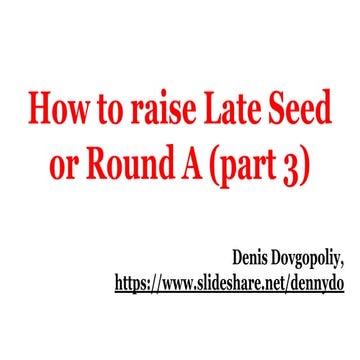 How to raise late seed or round a (part 3) 