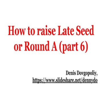How to raise late seed or round a (part 6) 