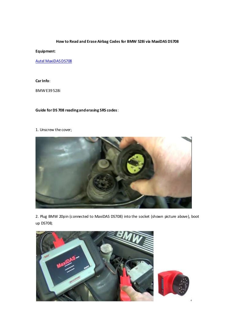 How to read and erase airbag codes for bmw 528i via maxi das ds708
