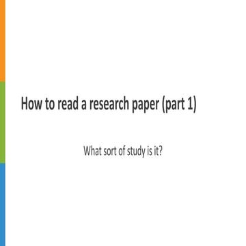 How to read a research paper Pt 1 - What is it about?