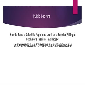 How to Read a Scientific Paper and Use It as a Base for Writing a ...