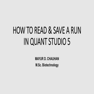 How to Read & Save A Run In Quant Studio 5