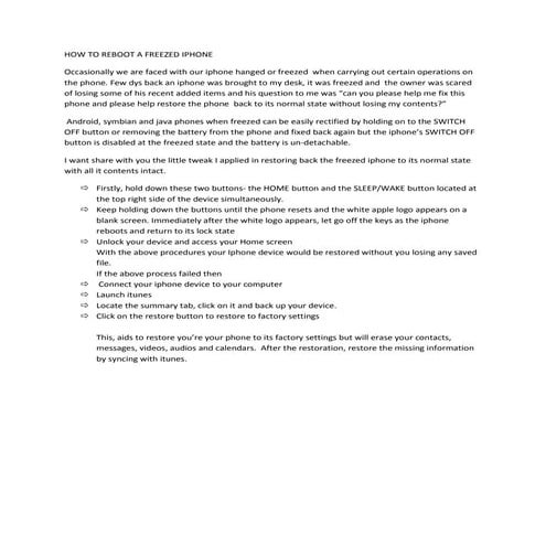 How to fix a freezed iphone