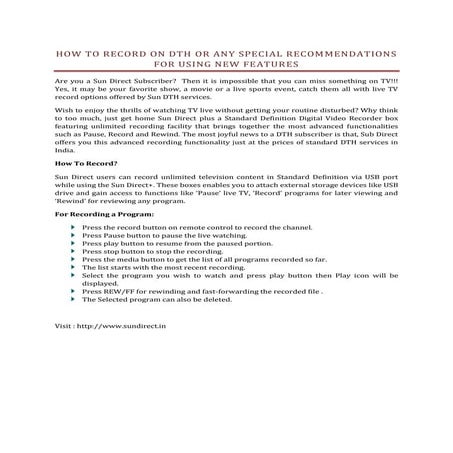 How to record on DTH | DOCX
