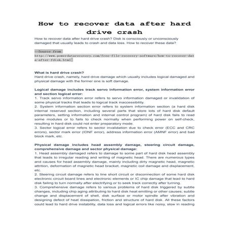 How to recover data after hard drive crash