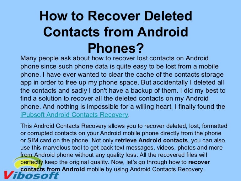 How to recover deleted contacts from android phones