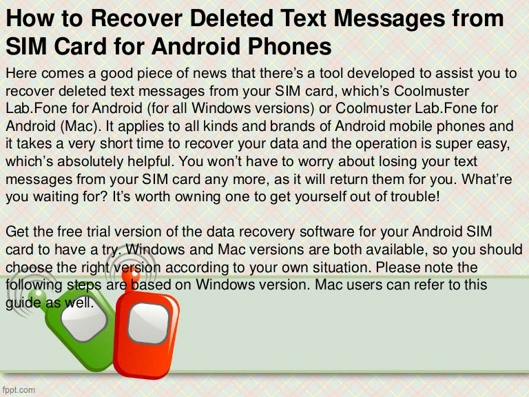 How to recover deleted text messages from sim card for android phones
