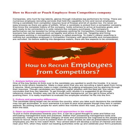 How to recruit or poach employee from competitors company | ODT