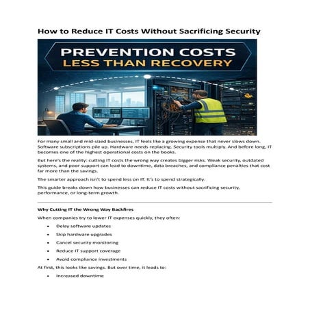 How to Strategically Reduce IT Costs Without Sacrificing Security and ...
