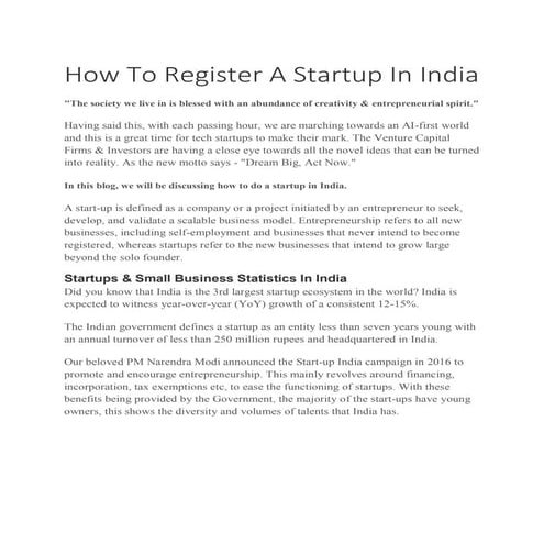 How to register a startup in india