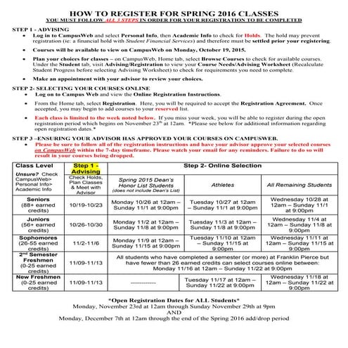 How to register for spring 2016 classes
