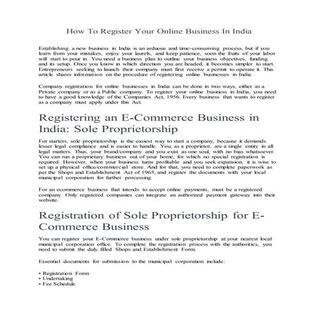 How to register your online business in india
