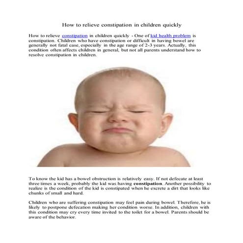 How to relieve constipation in children quickly