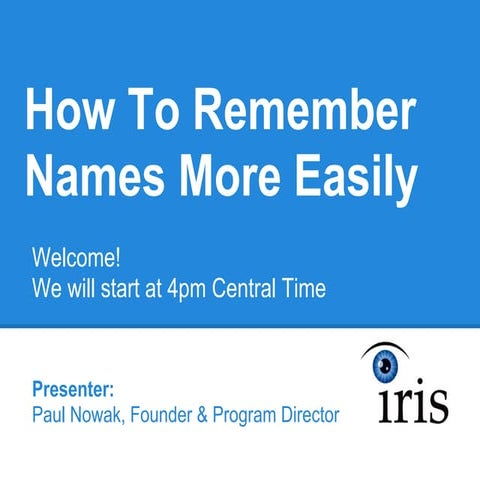 How To Remember Names Better