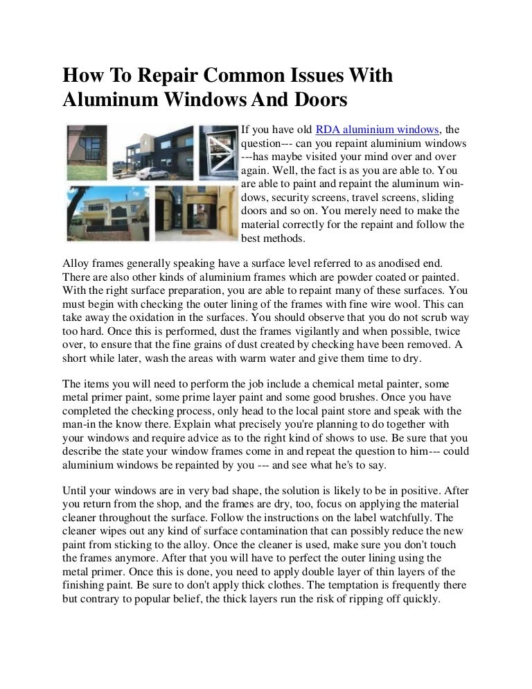 How to repair common issues with aluminum windows and doors
