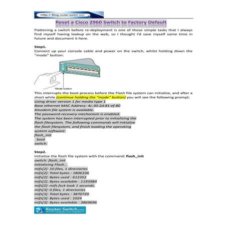 How To Recover Password On A Cisco 2950 2960 Switch