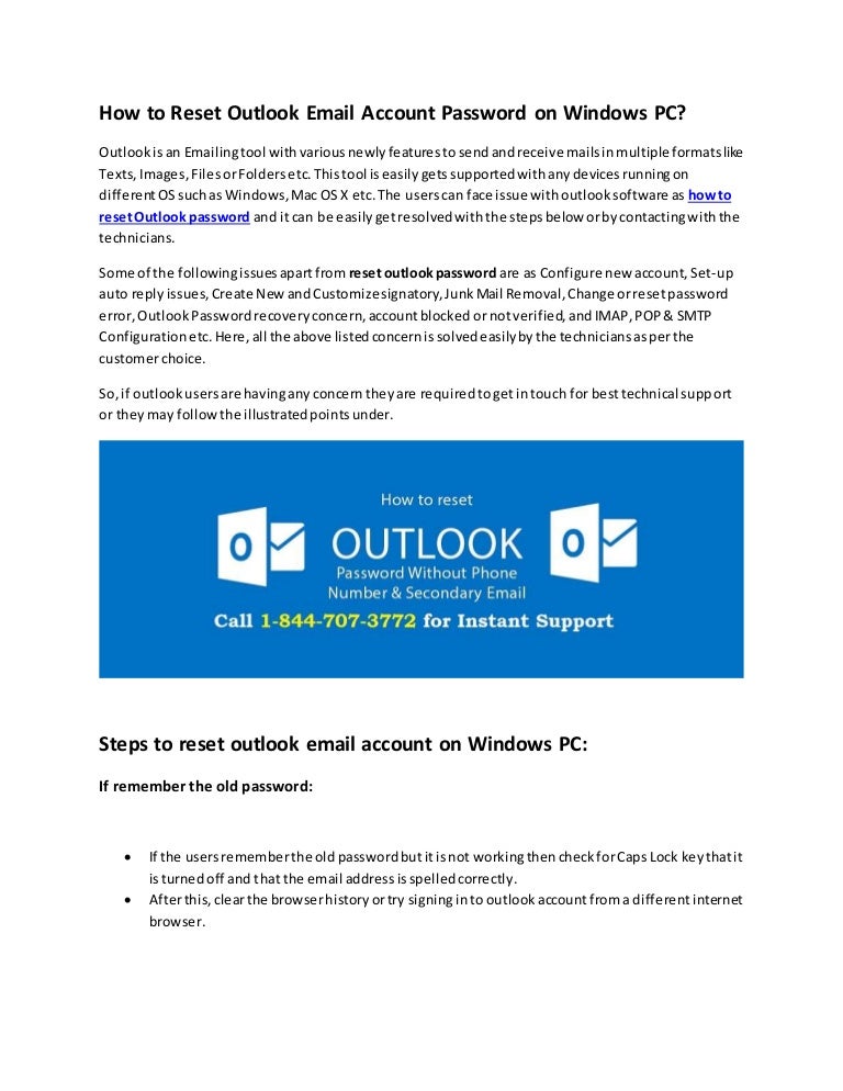 How To Reset Outlook Email Account Password On Windows PC