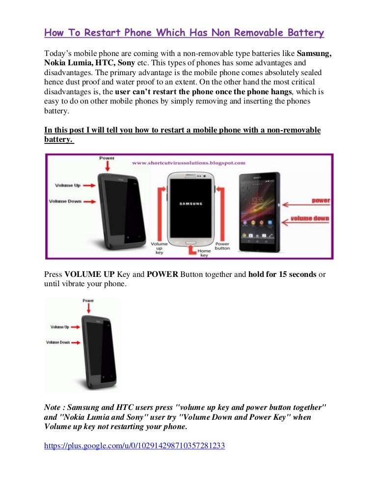 How To Restart Phone Which Has Non Removable Battery