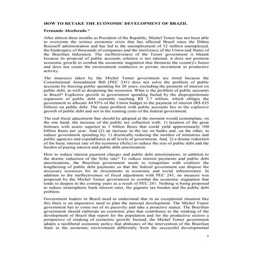 How to retake the economic development of brazil