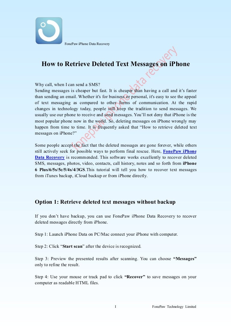 How to Retrieve Deleted Text Messages on iPhone