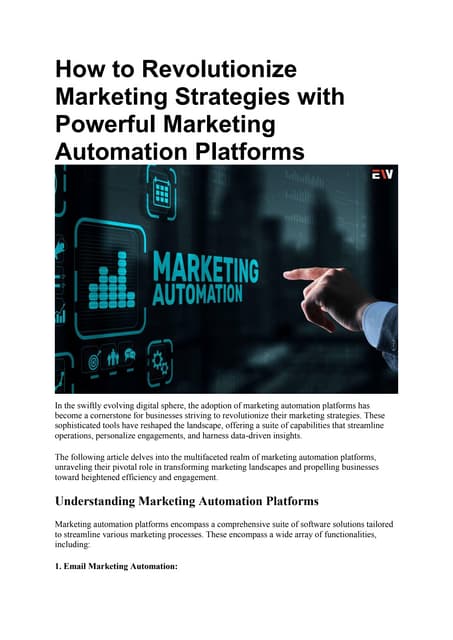 Powerful Marketing Automation Platforms: to Revolutionize Marketing Strategie...