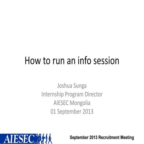 How to Run an Info Session: Training for Student Leaders