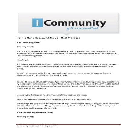 Linkedin Groups: Moderators Field Guide | PDF
