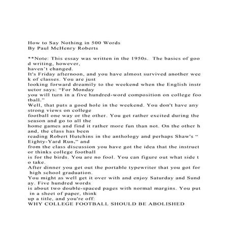 How to Say Nothing in 500 Words By Paul McHenry Roberts .docx