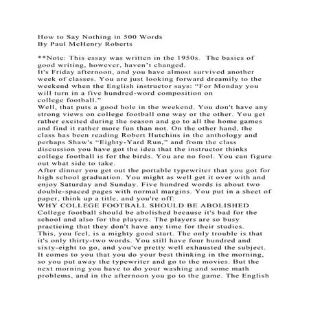 How to Say Nothing in 500 WordsBy Paul McHenry RobertsNote .docx
