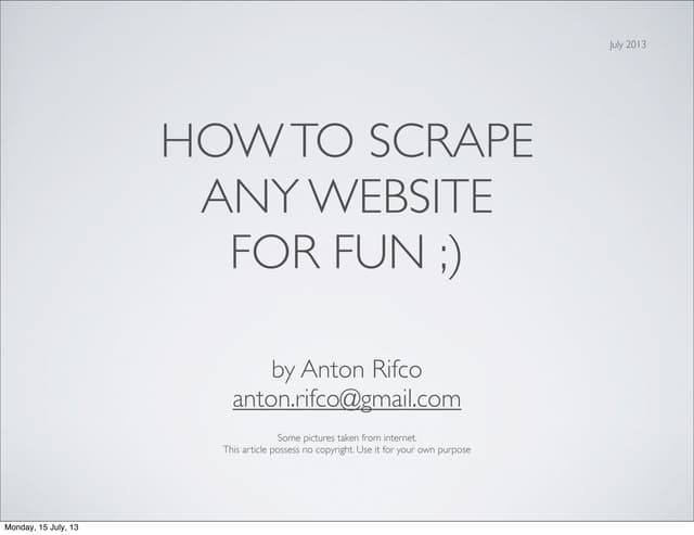 How to Scrap Any Website's content using ScrapyTutorial of How to scrape (cra...