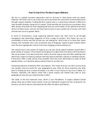 How to search for the best coupon websites