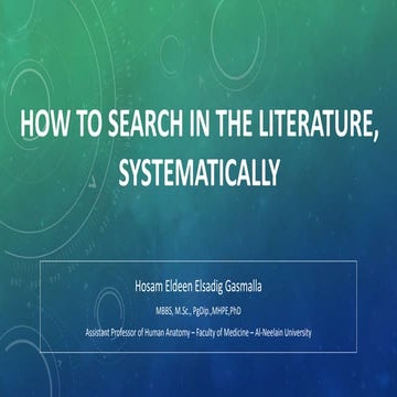How to search in the literature . systematically | PPT