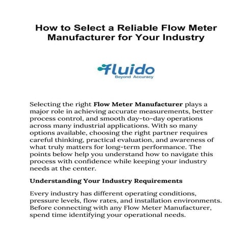 Flow Meter Manufacturer Providing Smart Metering Solutions.docx