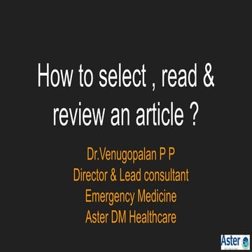 How to select , read & review an article  