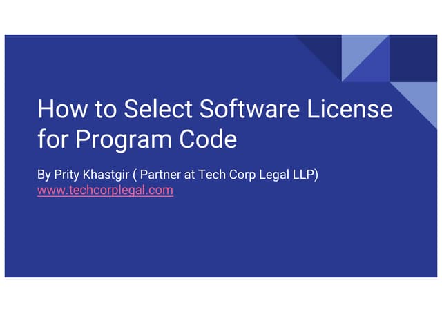How to select software license for software program code * What type of Softw...