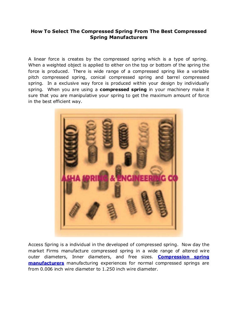 How to select the compressed spring from the best compressed spring m…
