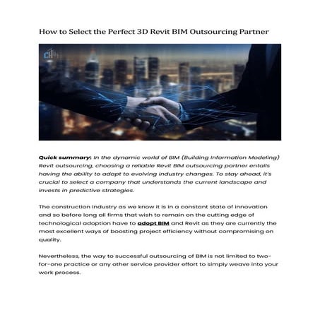 How to Select the Perfect 3D Revit BIM Outsourcing Partner