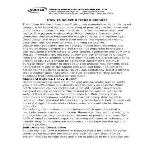 How to select the ribbon mixer