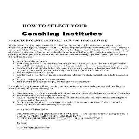 How to select ur coaching? | DOC