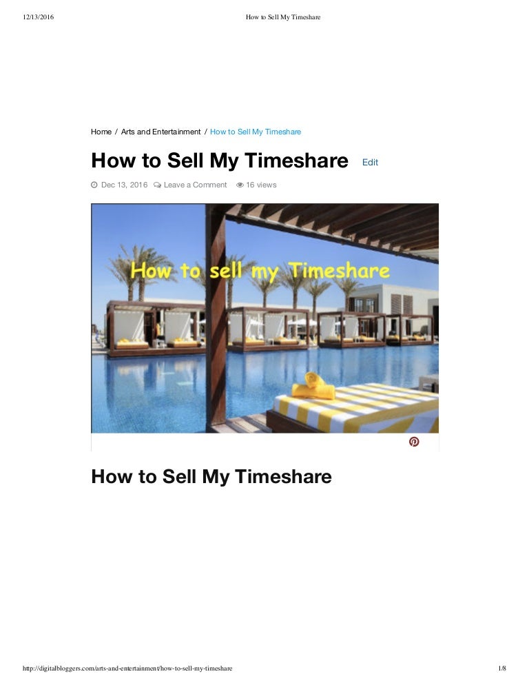 How to sell my timeshare