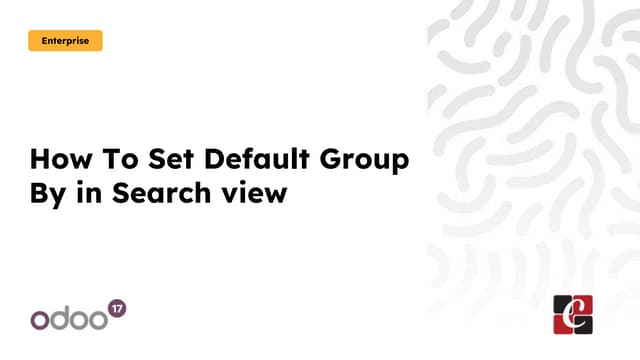 How To Set Default Group By For Menu Action In Odoo