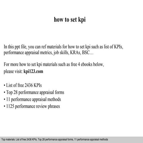 How to set kpi