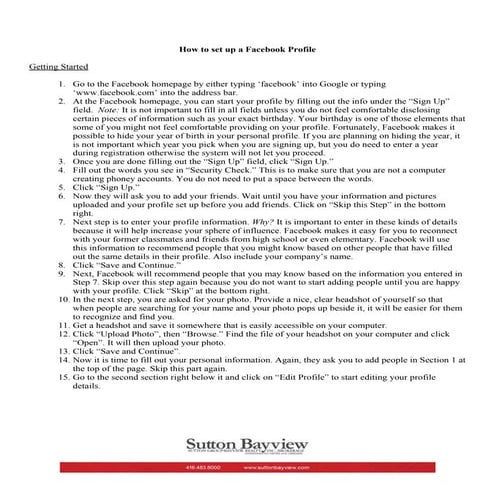 How To Set Up A Facebook Profile