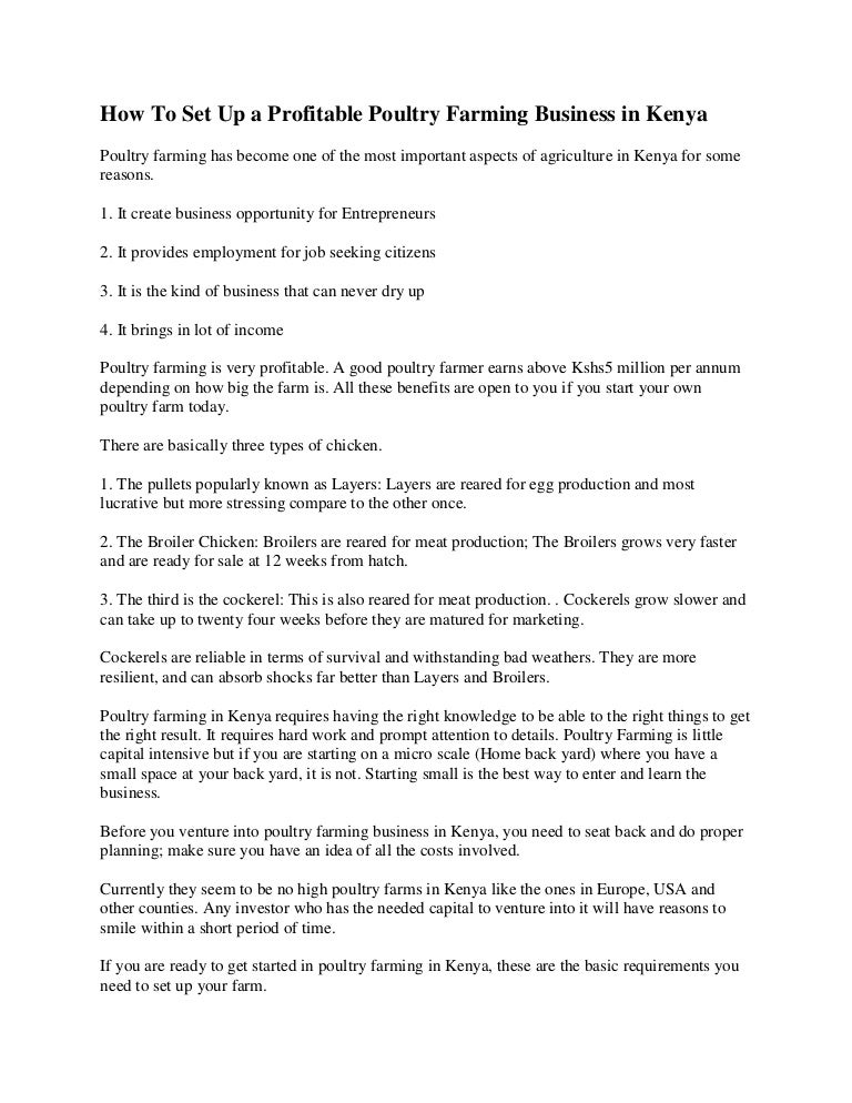 How to set up a profitable poultry farming business in kenya