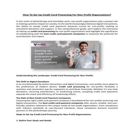 How To Set Up Credit Card Processing For NonProfit Organizations | PDF