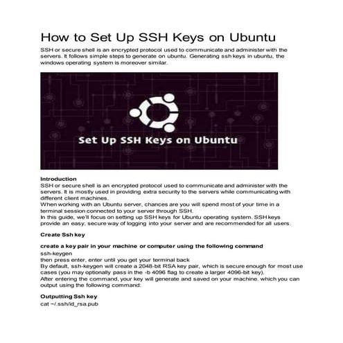 How to set up ssh keys on ubuntu