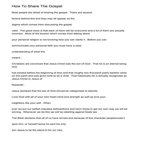 How To Share The Gospel Pdf