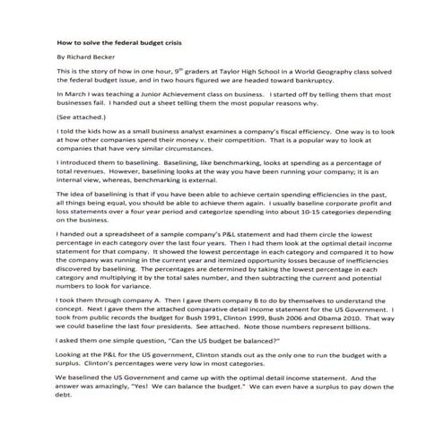 How To Solve The Federal Budget Crisis