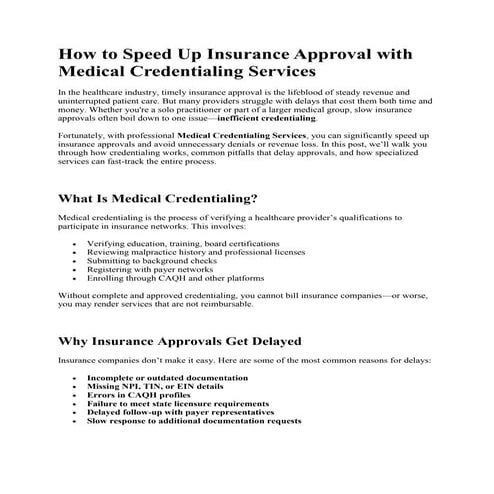 How to Speed Up Insurance Approval with Medical Credentialing Services.pdf