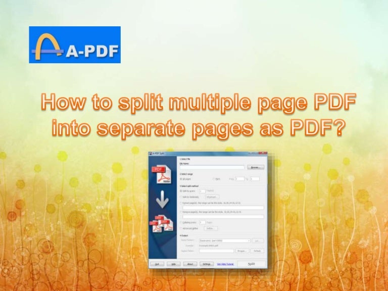 How to split a PDF in multiple PDF files with APDF Splitter?